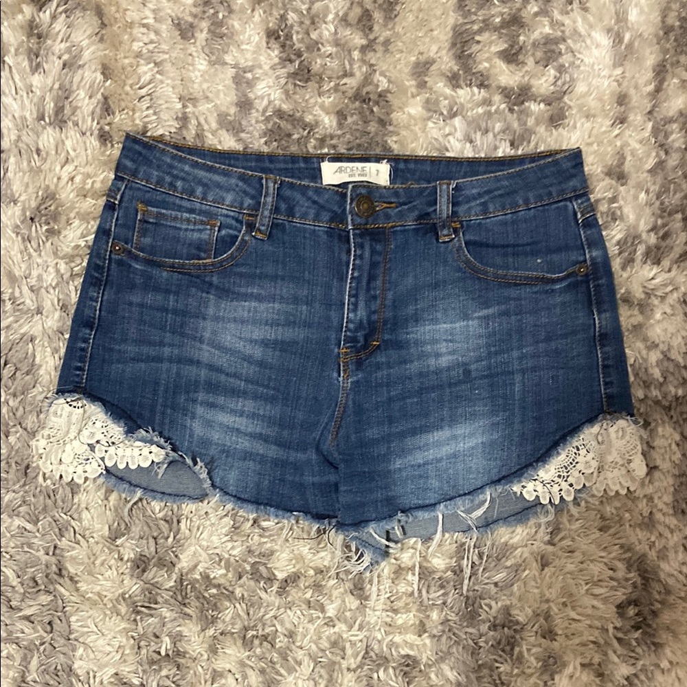 Ardene Denim Shorts with Lace Trim
